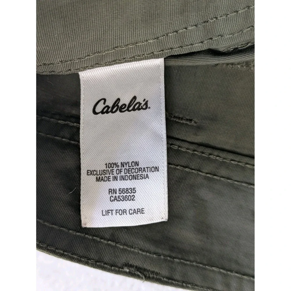 Cabelas Mens Convertible Pants 36x34 Green Lightweight Nylon Zip Off
